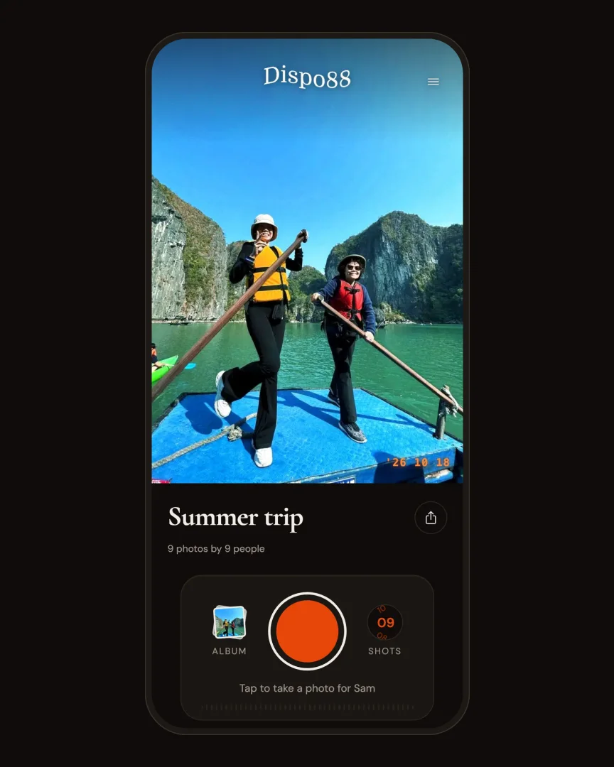 The Dispo88 camera running in a phone's browser