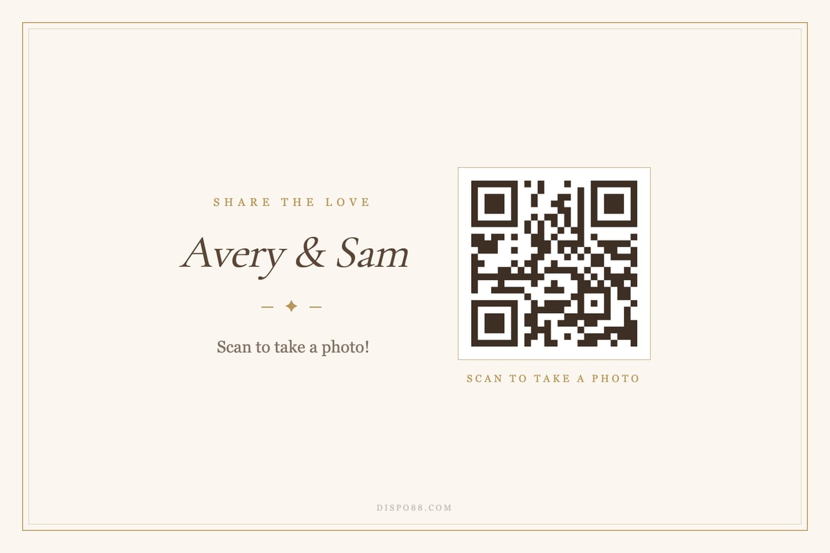 A printable Dispo88 QR poster in the wedding style